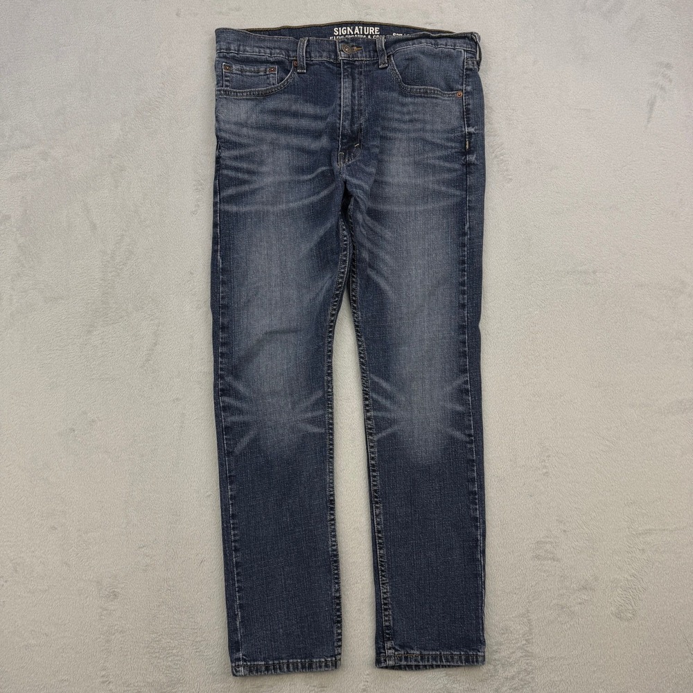 Levi Jeans Womens Whiskers Slim Fit Blue Wash Denim Streetwear Embellished Sz 37